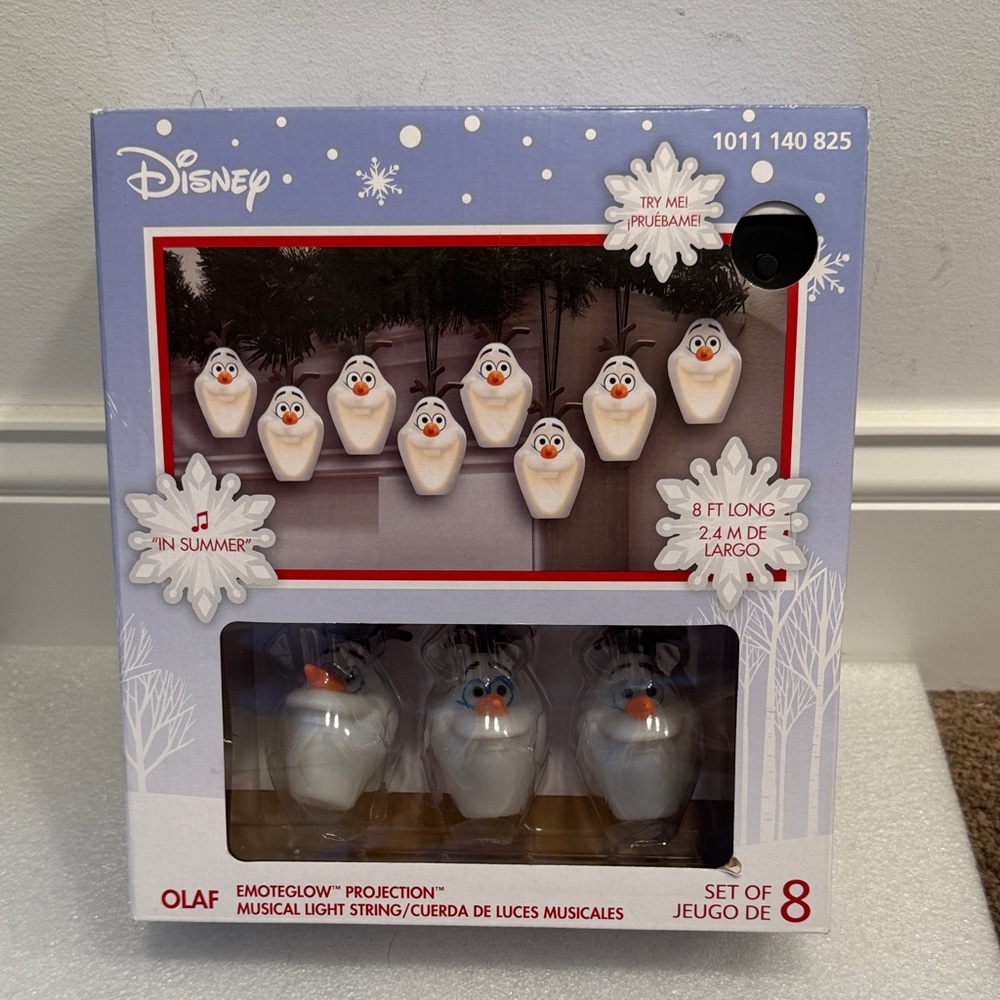 Disney Frozen Olaf Projection Musical Light String 8ft long plays in summer NIB